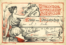 711695 Bewijs van Lidmaatschap van H.J. Rahr, van de Utrechtsche Gymnasiasten Muziekclub “Ars et Amicitia”.